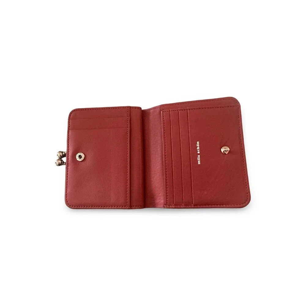 Mila Schön Italy Mauve Pink Textured Leather Bifold Clasp Wallet Soft